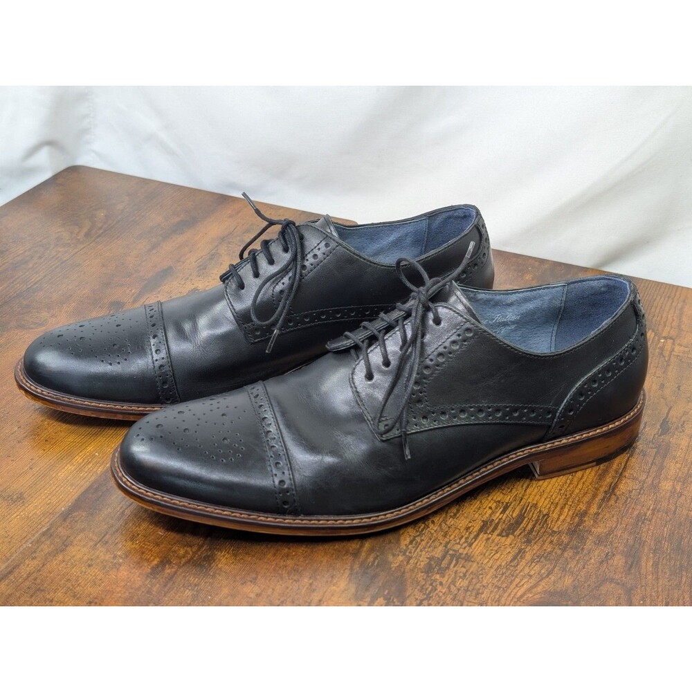 Joseph Abboud Casual Dress Shoes Men's Sz 10M Black Leather Cap Toe Derby 500366